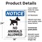 Signmission No Animals Allowed, 18 in W x Rectangle, Plastic OS-2PACK-NS-P-1824-V-14375 - alternate 2